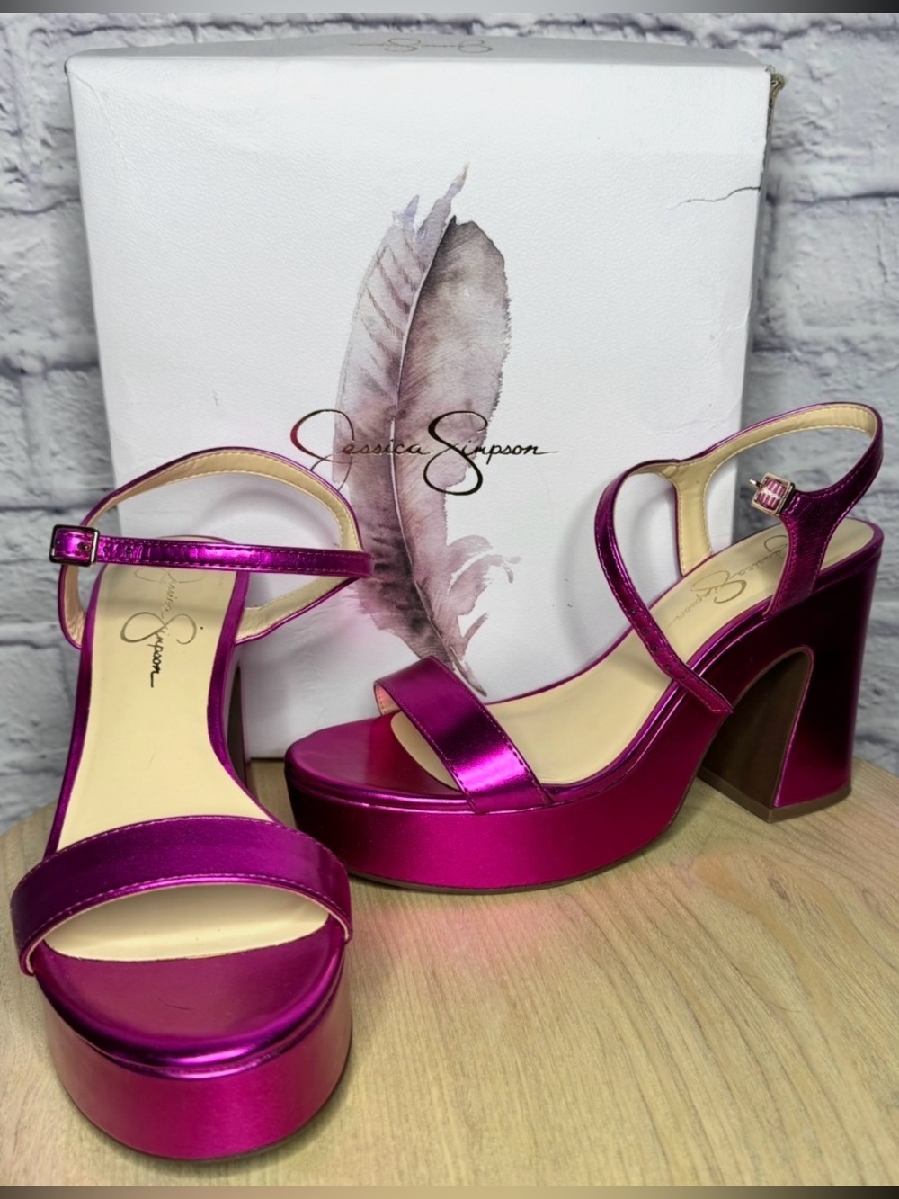 Jessica Simpson pink platform block heels NEW w box 8.5M